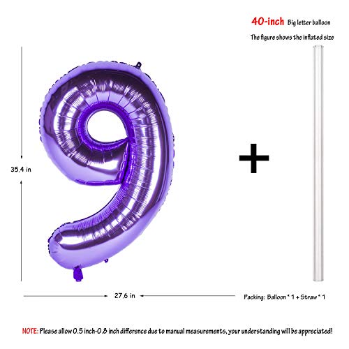 Image of 40 Inch Purple number Helium Foil Birthday Party Digit Balloons (Purple 9)