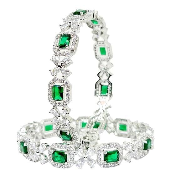 AMERICAN DIAMOND 4LEAF GREEN BANGLES FOR WOMEN & GIRLS (2.6) (B0CZXPKNLM) Amazon Price History, Amazon Price Tracker