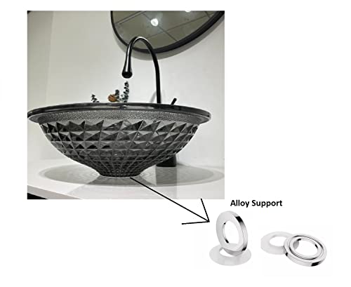 InArt Moduler Vanity Crystal Glass Wash Basin/Glossy Finish/Bathroom Sink/Vessel Sink Black/Table Top Wash Basin/Wash Basin For Bathroom Bowl 16x16 For Bathroom/Washroom