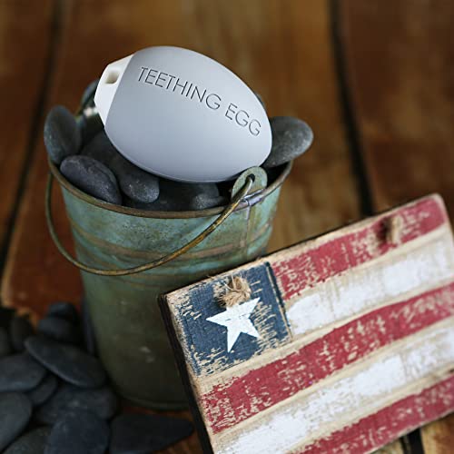 Image of The Teething Egg Baby Teether - Freezable Teething Toy for Babies 3-6 Months up to 18 Months - Made in USA, Food-Grade TPE, Dark Gray