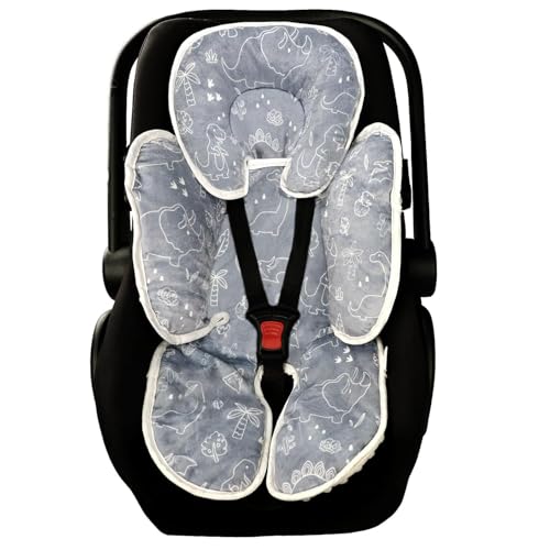 Image of DILIMI Baby Car Seat Head and Body Support, 2-in-1 Infant Car Seat Insert, Soft Cushion for Car Seat, Stroller, Bouncers, Dinosaur