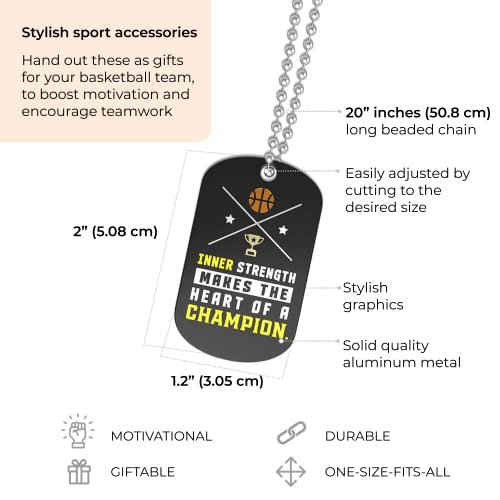 Inkstone Basketball Dogtag Necklaces | Motivational Winners Never Quit, Quitters Never Win | 12 Pack | Encouraging Gift for Teams, Players, and Employee3