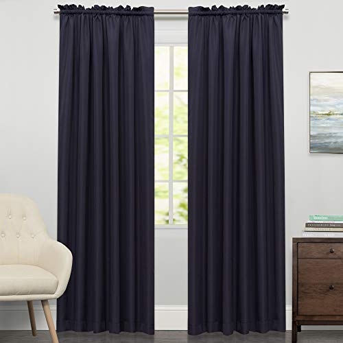 Image of Sweet Home Collection Window Curtains Treatment Panel 63 inch or 84 inch Long in Stylish and Unique Patterns and Designs for All Home Decor Ribcord Navy