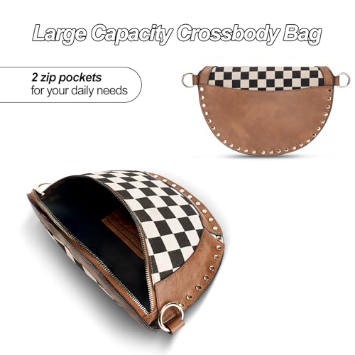 Image of Checkered Crossbody Bag, Bum Bags for Women Crossbody,Spacious Sling Bag Purse Fanny Packs with Shoulder Strap