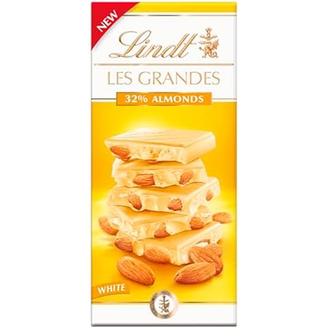 Lindt Les Grandes White Chocolate Bar with Caramelised Almonds Cover