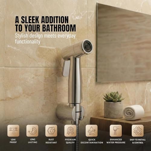 Image of CPH-3 ABS Health Faucet with 1.2 Meter 304 Grade Stainless Steel EPDM Flexible Hose and Wall Hook l Jet Spray for Bathroom | 1 Year Warranty | Chrome