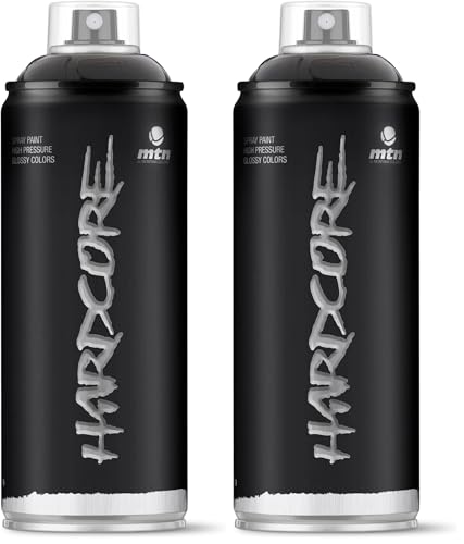 Pulverizador, Pintura en spray MTN HC2 R-9011 Negro Brillante 400ml (Paquete de 2)