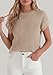 PRETTYGARDEN Women's 2026 Spring Fashion Sweater Vest Business Casual Crochet Tops Cap Sleeve Knit Shirt Beach Summer Outfits (Khaki,Large)