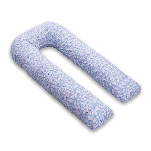 Image of COOZLY U Shaped Pregnancy Pillow | Maternity Pillow | 100% Cotton Removable Covers| Premium PregnoCare Fibres (U Super Premium, ButterflyGrey)