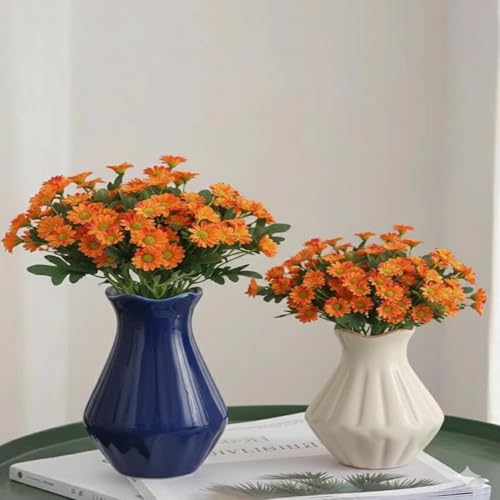 Image of Art Street Artificial Orange Flowers Bunch |Daisy Flowers for Home | Living Room, Decor |Christmas Day, New Year, 7 Head 21 Flowers| Pack of 2|Size 13 INCH, (Without Vase)