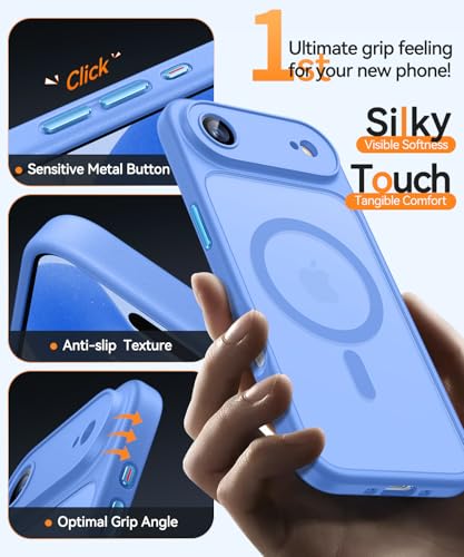 Image of CANSHN Magnetic Compatible with iPhone Air Case(6.5 Inch), Upgraded [Full Camera Protection] [Compatible with Magsafe] [Translucent Matte] Shockproof Phone Cover for iPhone 17 Air Case,Ultramarine