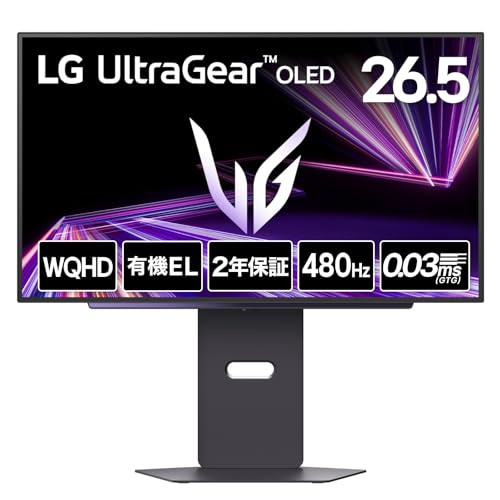 LG ゲーミングモニター UltraGear OLED 27GX790A-B 26.5インチ/WQHD(2560×1440)/480Hz/有機EL/0.03ms(ClearMR 21000)/DCI-P3 98.5%/DisplayHDR True Black 400/アンチグレア