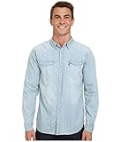Levi's Men's Standard Barstow Denim Western, Washed Blue, Large