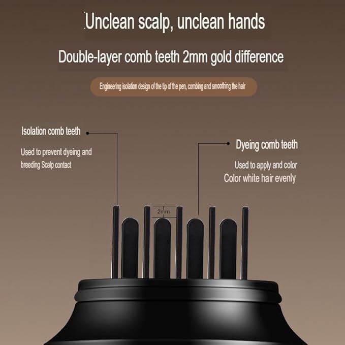 SWIREUK Professional Hair Dye Stick 2-in-1 Waterproof & Sweatproof Hair Color Pen Stick, Instant Black Root Touch Up Pen for White Hair Coverage, Portable Hair Dye Brush for Men & Women (Black) 3