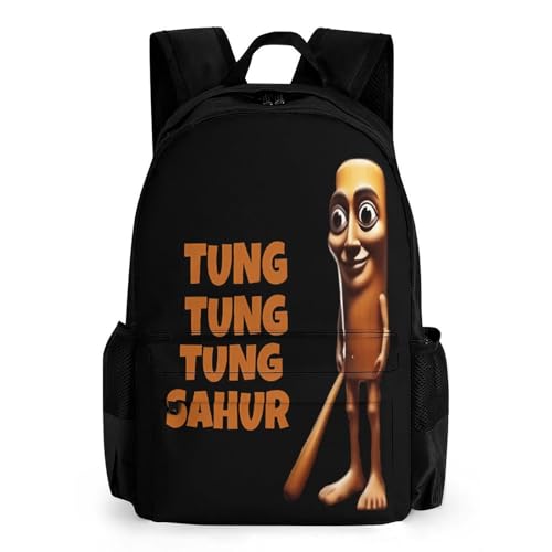 Tung Tung Tung-Sahur Merch Backpack With Pocket Italian-Brainrot Meme Travel Backpack 42x30.5cm