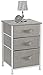 Sorbus Nightstand with 3 Drawers - Bedside Furniture & Accent End Table Chest for Home, Bedroom Accessories, Office, College Dorm, Steel Frame, Wood Top, Easy Pull Fabric Bins (Gray)