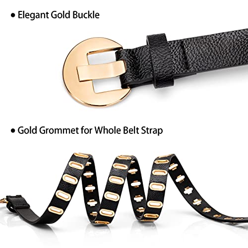 Studded Belts for Women,Skinny Leather Punk Belt for Dresses,Jeans and Pants4