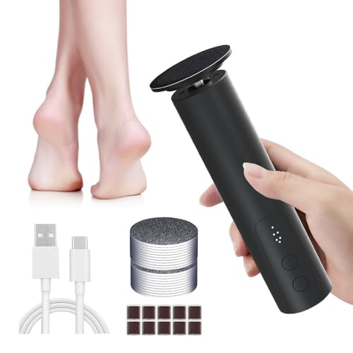 Pinkiou Râpe électrique pour callosités avec lime à ongles 2 en 1 sans fil professionnelle pour callosités et callosités sèches avec disque abrasif, 6...