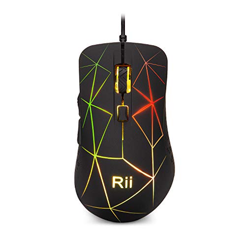 Rii Ergonomic Wired Mouse,5-Button USB Wired Optical Mouse Optical Mice,4 Adjustable DPI Levels,7