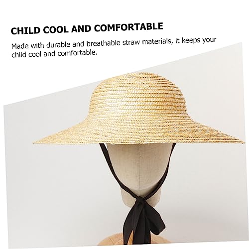 BESPORTBLE Wide Brim Straw Hat Sun Protection Hat for Beach Outdoor Activities and Parties Stylish Weaving Design for Boys for Summer Fun Khaki4