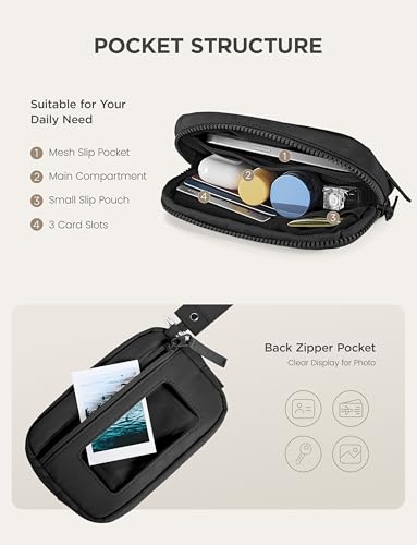 Image of Uselike Womens Wallet Card Holder Purse with Zipper Quilted Phone Wallet RFID Blocking Small Wristlet Wallets for Everyday, Travel (Black)
