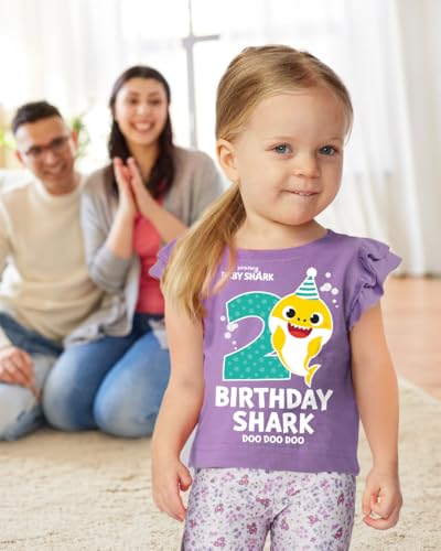 Tstars 2nd 3rd 4th Birthday Baby Shark Shirt Two Three Four Year Old Toddler Girl Ruffle Sleeve Top2