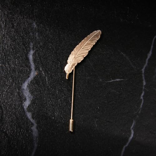 Image of wynameleri Men's Metalic Brooches and Pins, Gold Lapel Pin for Men, Shirt Stud Flower Deer Feather Pins