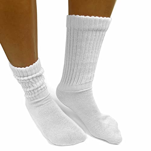 4 Pairs Girls White Slouch Socks Scrunchie Cotton Plush Soft Thick Junior 6-8 4 Pairs White Girls Soft Slouch Socks Plush Cotton Thick Knit Warm Winter Scrunch Junior Sizes 6-8 Teen Calf Scrunchie4