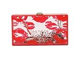 Hearty Trendy Kisses Lips Acrylic Box Clutch -Red