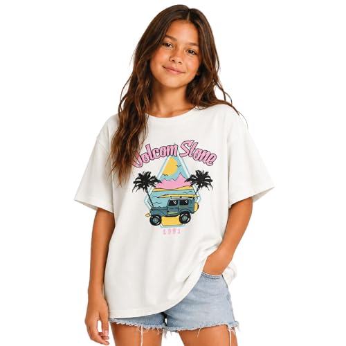 Image of Volcom Girls Shirts - Casual Crewneck Short Sleeve Graphic Tee Trendy Tops - Breathable Girls Summer Clothes