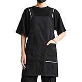 PURMORL Küchenschürze Für Damen Und Herren, Verstellbarer H-Rücken, Mit Taschen, Geeignet Zum Kochen, Backen Und ReinigenBlack,One Size