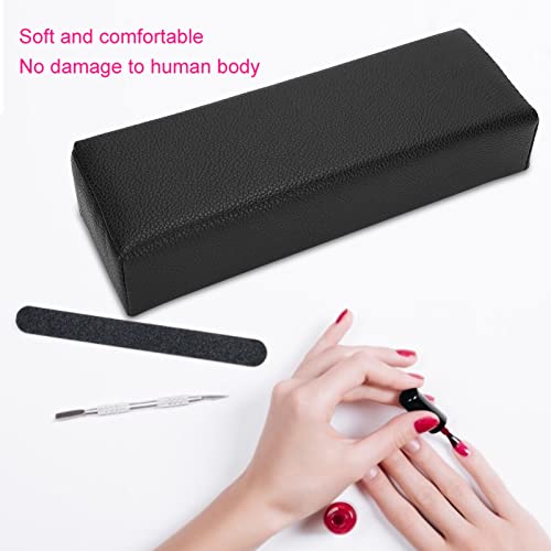 Nagelkunst Handkissen, Maniküre Nagel Handkissen Weiches Nagelkunst-Kissen PU Leather Handauflage für Nagelstudio, Salon Art Nagel Kunst, 30 x 9,5 x 6,5 cm (Black)