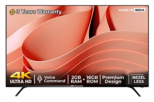 Power Guard 191 cm (75 inches) Frameless 4k Ultra HD Smart LED TV PG75F4k (Black)