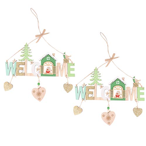 EXCEART 2 PeÃ§as de Madeira Sinal de Natal Sinal de Porta de Boas-Vindas de Madeira Enfeites de Pare