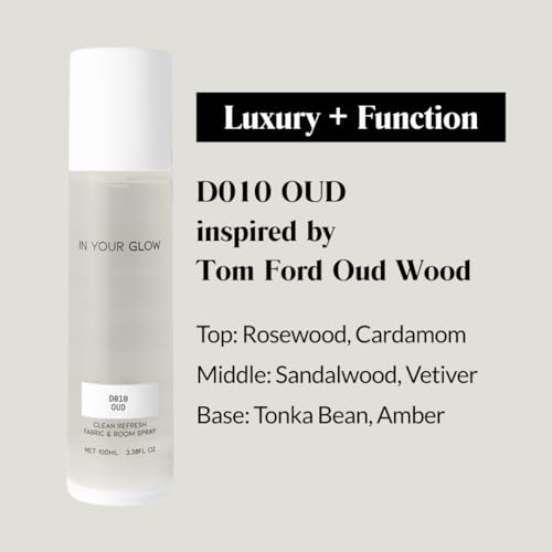 Image of In Your Glow D010 OUD - Long-Lasting Clean Fabric & Room Mist Spray 100ml | Unisex Luxury Fragrance Spray & Odor Eliminator