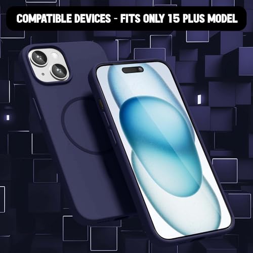 Image of Kratos Active Grip Silicone Case Cover Compatible with iPhone 15 Plus - Enhanced Protection, Wireless Magnetic Charging Case with Raised Edge Camera & Screen Protection, Shock-Resistant Design Blue