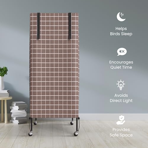Image of Universal Bird Cage Cover Good Night Blackout Thin Lightweight Breathable Small Animal Cages Cover Pet Removable Durable Protector (Beige, 60 inch H x 18 inch W x 18 inch L)