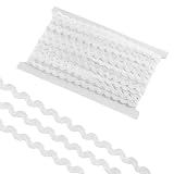 54 Yards Rick Rack Trim for Sewing, 5mm Zig Zag Ribbon Wavy Ribbon White Woven Lace Trims RIC Rac Trim for Sewing DIY Crafts, Dress Embellishments, Gift Wrapping and Clothes