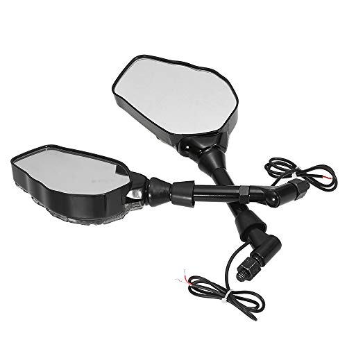 2Pcs Motorcycle Rearview Mirror LED Skull Skeleton Hand Ghost Claw Side Rear View Mirrors Left & Right Wide Angle Motor Motorbike Rearview Mirror LED Light Turn Signal Mirror Fit 10mm 8mm Thread Bolts