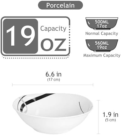 VEWEET Fiona 6-częściowy zestaw porcelanowych miseczek na musli 'Fiona' pojemność 440 ml, średnica 17 cm, uzupełnienie zastawy stołowej "Fiona", wszechstronne zastosowanie, FIONA-6CB, 6-częściowy