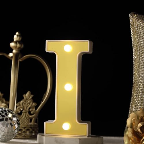 Image of Efavormart 6 inch Gold Marquee Letter I, Mirror Front Warm White LED Light Up 3D Sign, Battery Operated 72H Glow for Wedding Party & Wall Decor