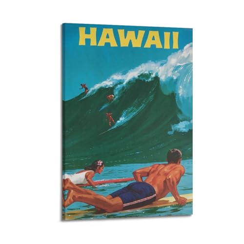 Peinture sur toile murale Hawaï vintage koanga art moderne 60x90