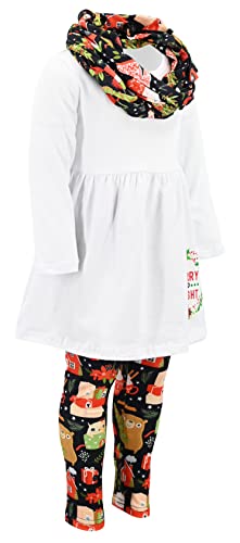 Image of Unique Baby Girls Kids Toddler 3pc Outfit Set Long Sleeve Lightweight Tunic Top Leggings and Scarf