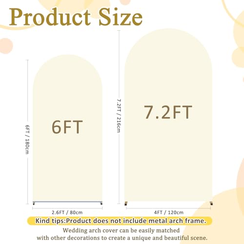 Image of Set of 2 Arch Backdrop Cover Ivory Arch Covers 7.2 and 6FT Balloon Arch Backdrops Stands Cover Chiara Backdrop Covers Arch Spandex for Wedding Ceremony Birthday Party Bridal Baby Shower Decor