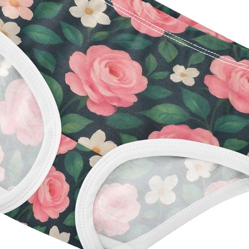 Joisal Toddler Underwear Floral 2t Cotton Panties Little Girl Pattern Briefs Undies Kids Cute Pink White Flowers Green4