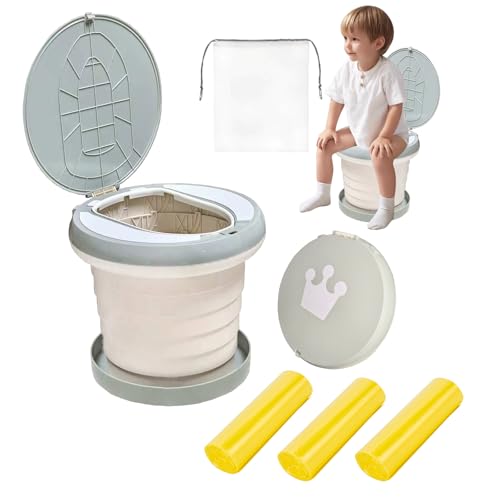 Image of SunnySmile portable, foldable potty seat for toddler, Training Toilet Seat Emergency Toilet for Car, Camping, Outdoor, indoor (grey, large)