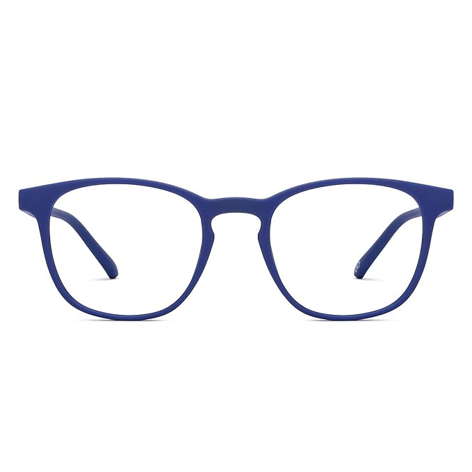 HUSTLR Zero Power Bluecut & Antiglare Computer Eyeglasses | Full Rim Square | As Seen On Shark Tank | Peyush Bansal Glasses | For Men & Women | Medium | LB E14058-W