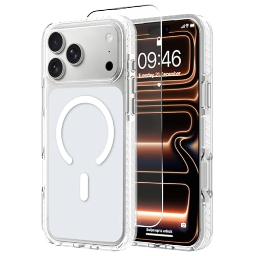 tharlet Strong Magnetic for iPhone 17 Pro Max Case White Clear Protective