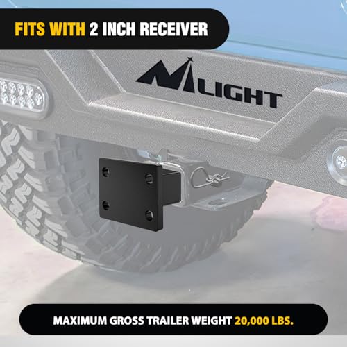 Image of Nilight 1-Position Pintle Hook Mount for 2 inch Hitch Receiver Solid Steel MGTW 20,000 lbs 9-Inch Length Black Pintle Hook Hitch Mounting Plate