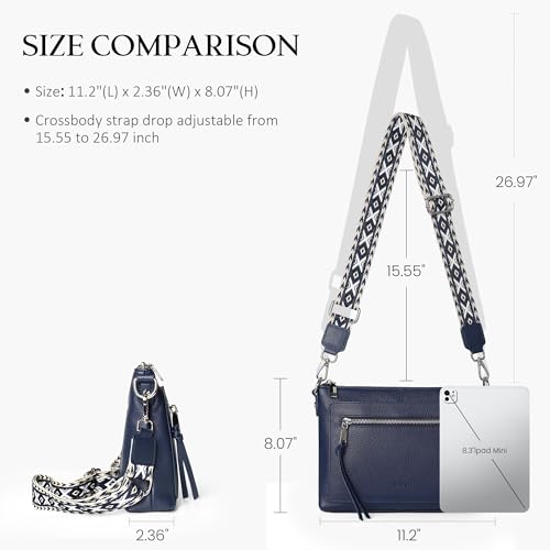 befen Genuine Leather Crossbody Bags for Women Medium Purses Shoulder Bag Handbags with Adjustable Guitar Strap4